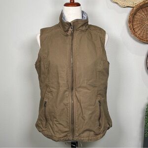 Noble Outfitters Women's Faux Fur Collar Canvas Vest Brown/Tan Size Large